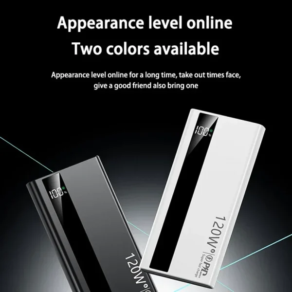 120W Power Bank 500000mAh High Capacity Super Fast Charging Power Bank Portable External Battery Charger For iPhone17 16 Huawei