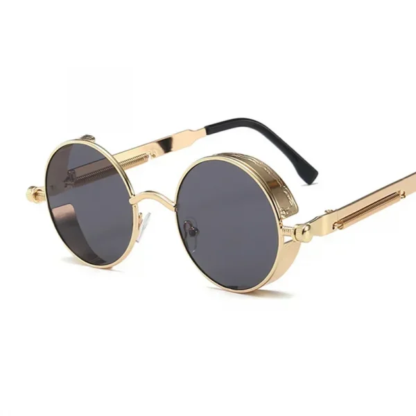 Round Gothic Steampunk Metal Frame Sunglasses