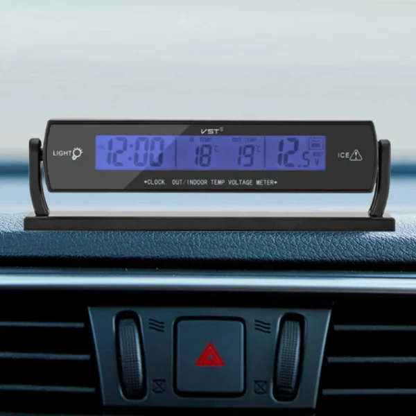 Atomic Clock with Indoor Outdoor Temperature, Digital Alarm Clock with Large Display, Self Setting Clock for Vehicle KXRE