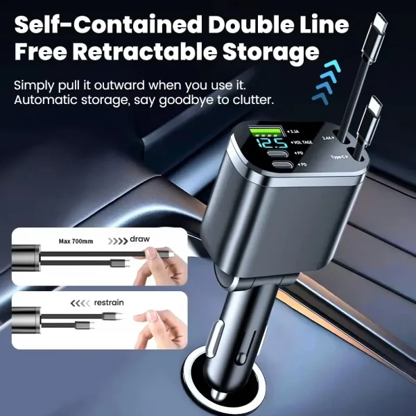 Retractable Car Charger Multi-Port