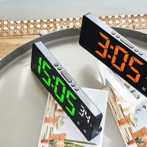 Electronic Clock Voice Control Digital Alarm Clock Temperature Desktop Table Clock Night Mode 12/24H LED Clock Watch Desk