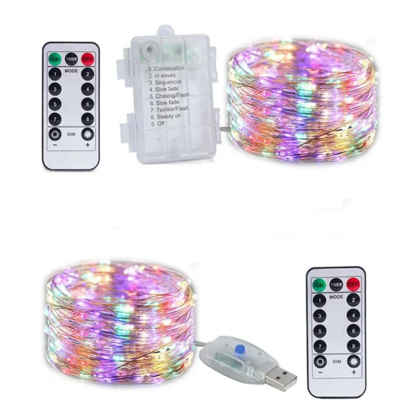 Silver Wire LED Fairy String Lights USB 5M 10M 20M