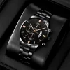 Men Stainless Steel Quartz Business Calendar Watch