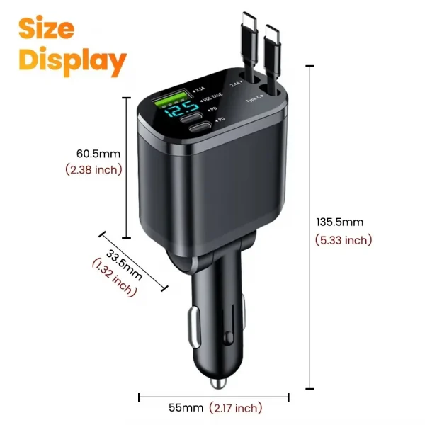 Retractable Car Charger Multi-Port