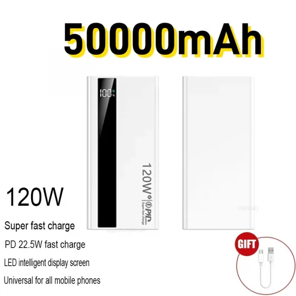 500000mAh Power Bank 120W Fast Charging Large Capacity Power Bank PD 20W Suitable For All Mobile Phones Long Endurance
