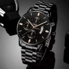 Men Stainless Steel Quartz Business Calendar Watch