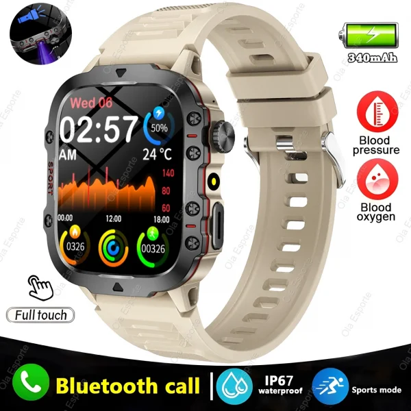 New Military Smart Watch Men IP68 5ATM Outdoor Sport Fitness Tracker