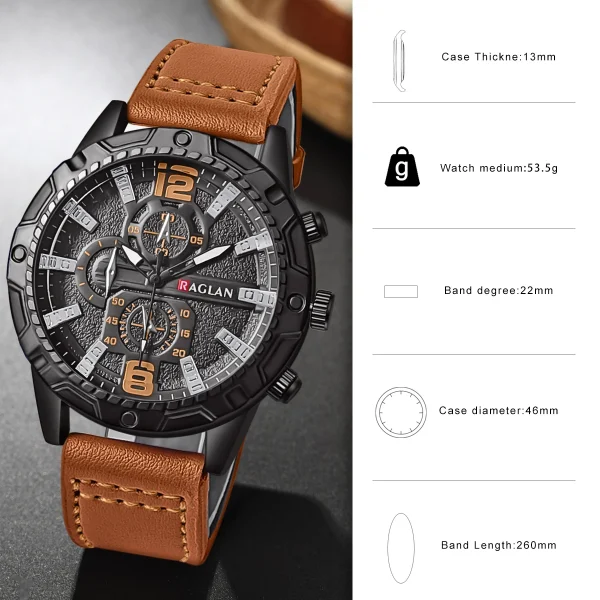 Men Fashion Leather Strap Quartz Wristwatch
