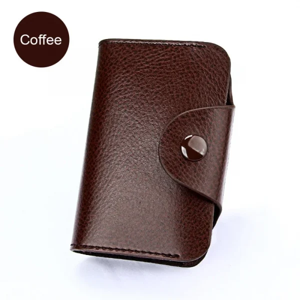 Genuine Leather Unisex Business Card Holder Wallet Bank Credit Card Case id