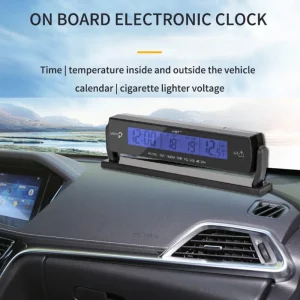 Atomic Clock with Indoor Outdoor Temperature, Digital Alarm Clock with Large Display, Self Setting Clock for Vehicle KXRE
