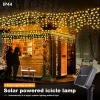 LED Outdoor Solar Icicle Lights Waterproof Christmas 8 Lighting Modes