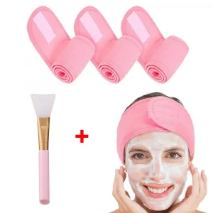Adjustable Makeup Headband and Mask Brush Set
