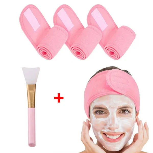 Adjustable Makeup Headband and Mask Brush Set