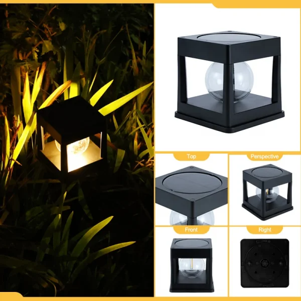 2LEDs Solar Column Head Lights Outdoor, IP65 Waterproof Buried Light