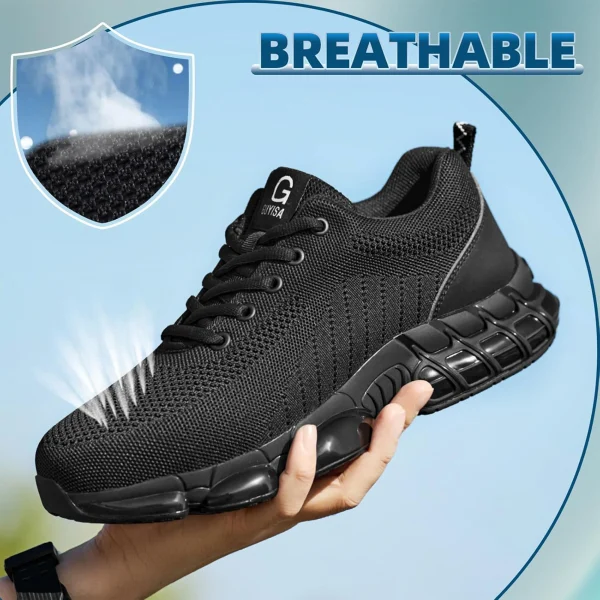 Steel Toe Work Shoes for Men Women Comfortable Lightweight Black Safety