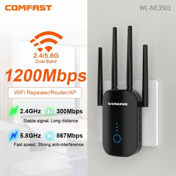 WiFi Repeater 1200Mbps Signal Booster