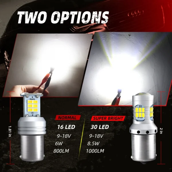 2×LED Reverse Light Blub 1156 P21W Canbus Backup For VW Beetle Golf 4 5 Jetta Passat GTI Rabbit Eos Amarok Polo Bora Touran