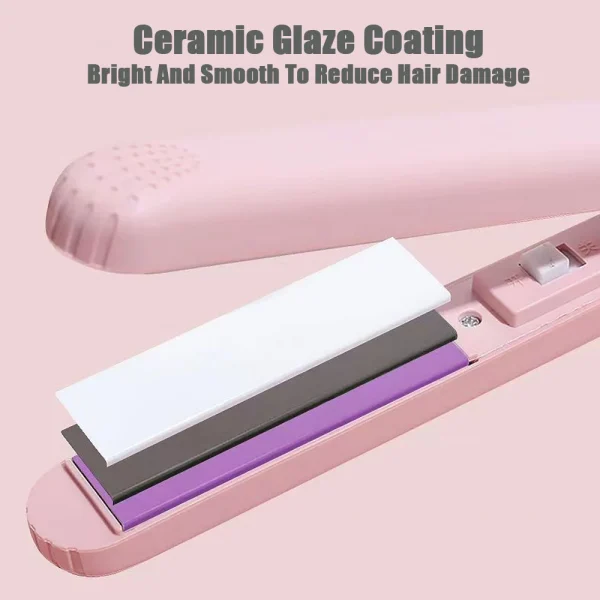 Pink Ceramic Flat Iron Hair Straightener and Curler