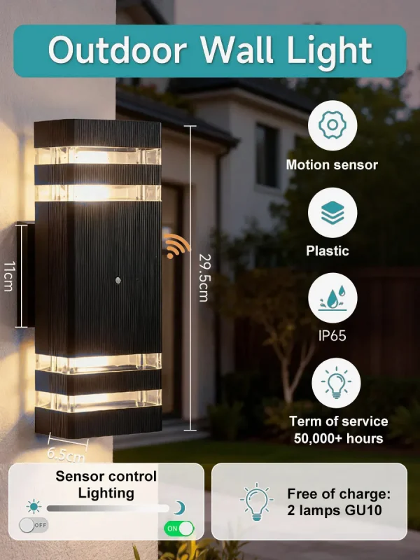 Smart Wall Lights Motion Sensing Outdoor Led Wall Lamps Waterproof 110v 220v For Porch Lamps Backyard Garden Garage Decor