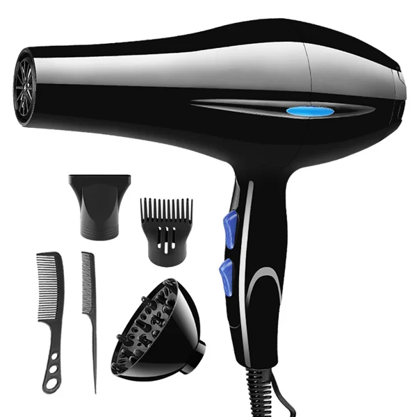 Powerful 2200W Hair Dryer with Diffuser and Styling Nozzles