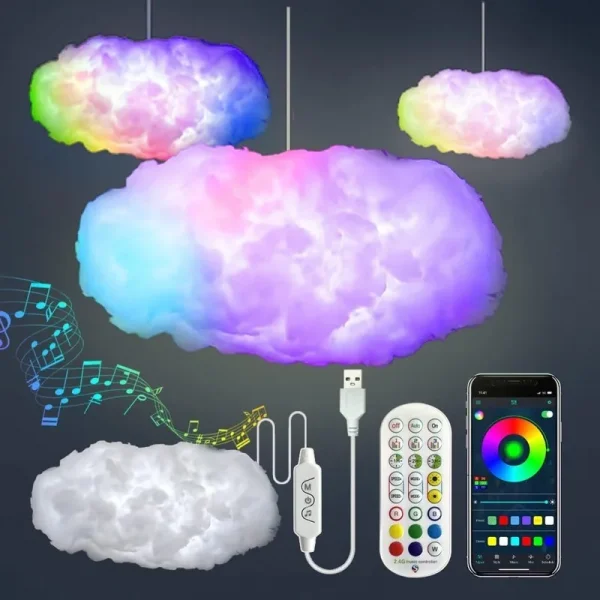 DIY Cloud LED Light Music Sync Multicolor RGBIC Lights Remote&amp