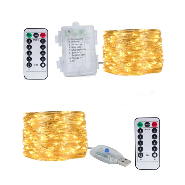 Silver Wire LED Fairy String Lights USB 5M 10M 20M