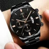 Men Stainless Steel Quartz Business Calendar Watch