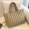 1pcs Ladies Tote Bags Large Capacity Cotton Padded Bag Solid Color Casual Fashion Nylon Elegant for handbag