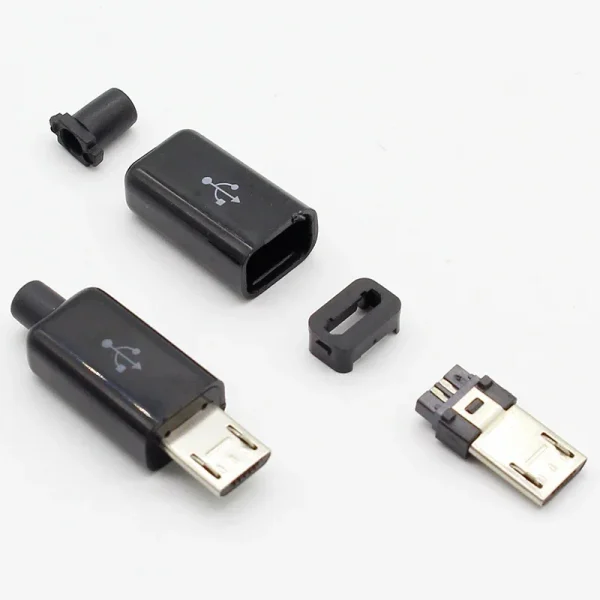 10pcs Micro USB 5PIN Welding Connectors  Socket 4 in 1 White Black