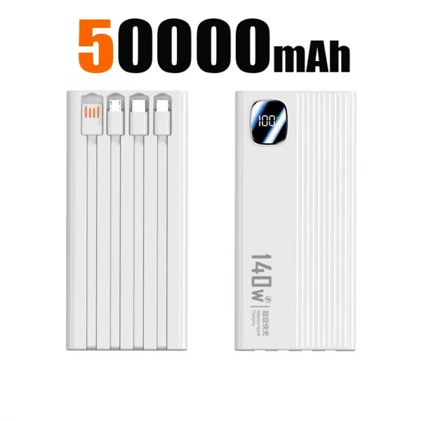 140W 500000mAh Power Bank Large Capacity 4 In1 Cables Intelligent Digital