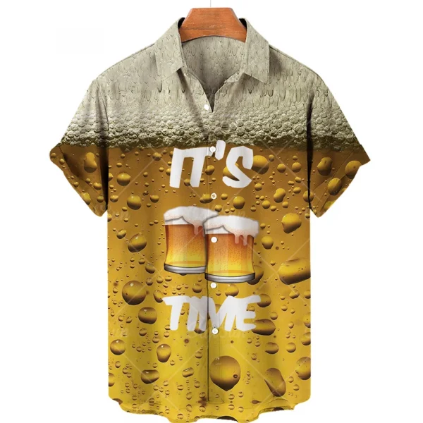 Men's Shirts Beer Shirts For Men Holiday Blouse Mens Clothing Camisa Summer