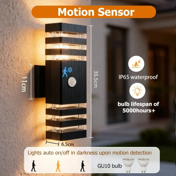 Smart Wall Lights Motion Sensing Outdoor Led Wall Lamps Waterproof 110v 220v For Porch Lamps Backyard Garden Garage Decor