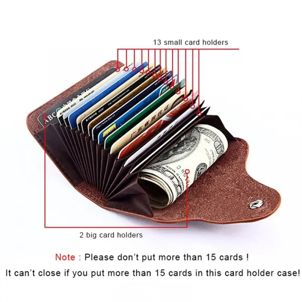 Genuine Leather Unisex Business Card Holder Wallet Bank Credit Card Case id