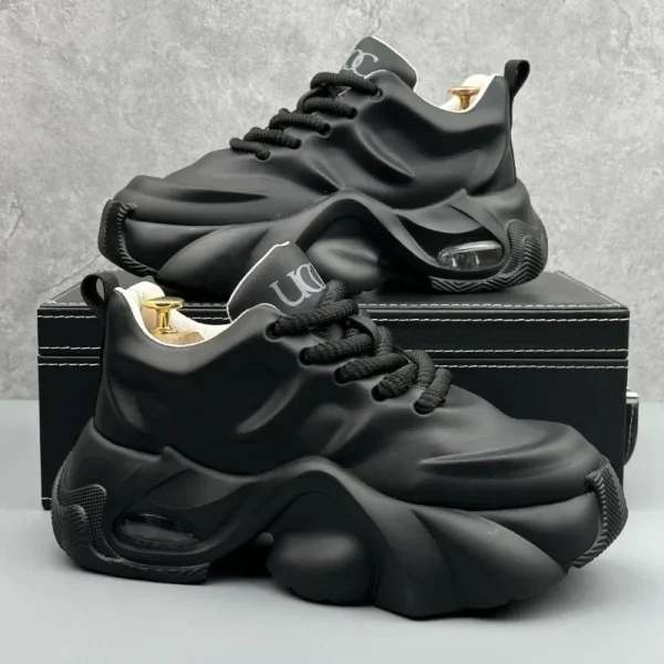 Men Leather Platform Sneakers Outdoor Casual Shoes