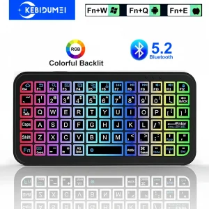 Bluetooth 5.2 Keyboard RGB Backlit Keyboard Ultra-thin Wireless Keyboard Mute Keyboard Mini Keyboard For Windows Android IOS