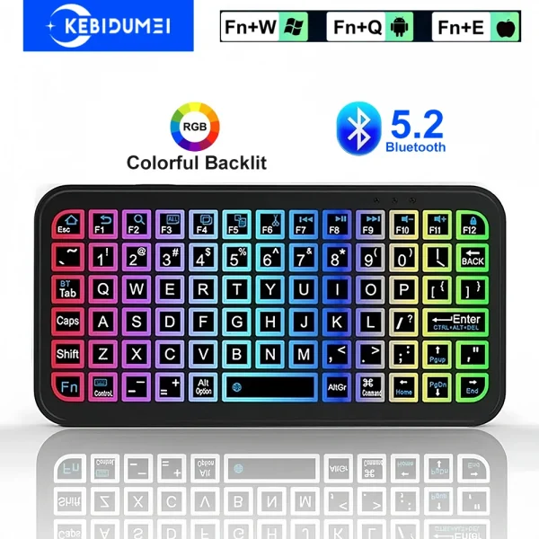 Bluetooth 5.2 Keyboard RGB Backlit Keyboard Ultra-thin Wireless Keyboard Mute Keyboard Mini Keyboard For Windows Android IOS