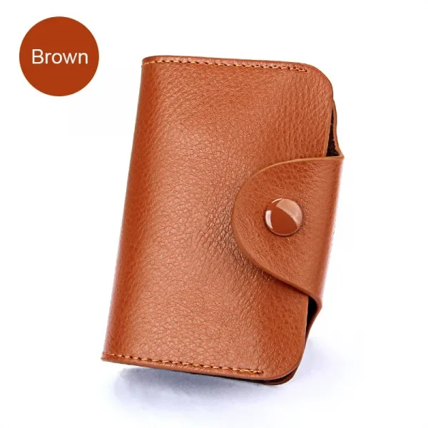 Genuine Leather Unisex Business Card Holder Wallet Bank Credit Card Case id