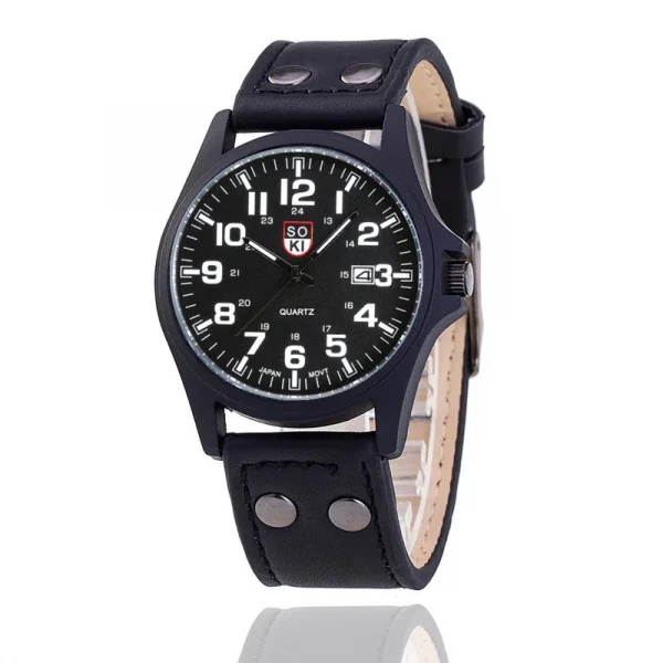 Men Fashion Quartz Wristwatch Leather Strap