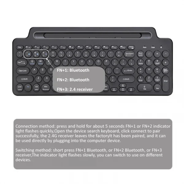 Wireless Keyboard Bluetooth Keyboard Mouse Card Slot Numeric Keypad for Android IOS Desktop Laptop PC Gamer