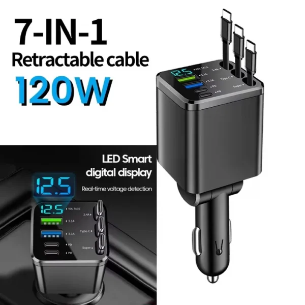 Retractable Car Charger Multi-Port