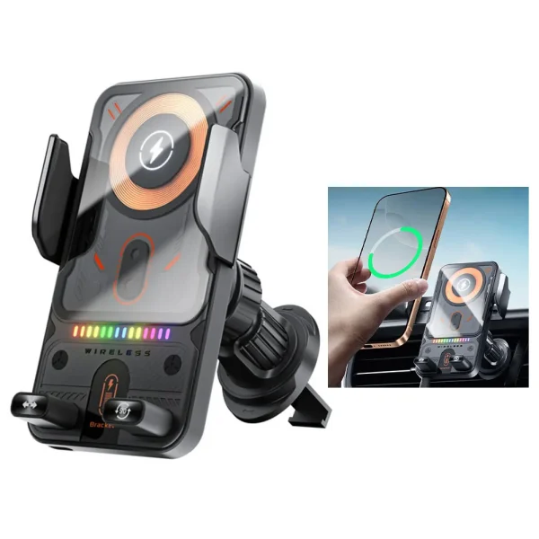 Car Wireless Charger 15W with Automatic Clamping Phone Holder