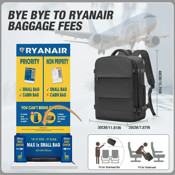 Women Men Hand Luggage Backpack Business College Laptop Travel Backpack