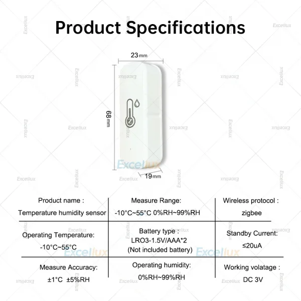 Smart Zigbee Temperature And Humidity Sensor Smart Home Hygrometer Thermometer APP Remote Monitoring Works with Zigbee Gateway