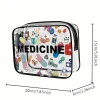 Medicine Cosmetic Bag Women Large Capacity Travel Organizer Easy Wipe Clean Toiletry Pouch Daily Use Trip Toiletry Travel Bag