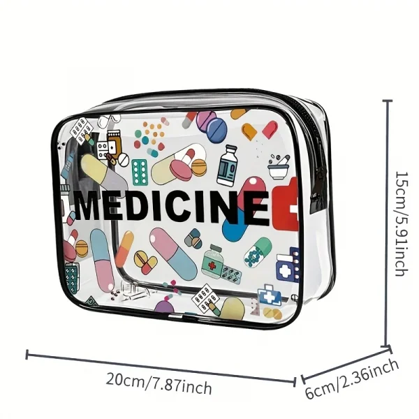 Medicine Cosmetic Bag Women Large Capacity Travel Organizer Easy Wipe Clean Toiletry Pouch Daily Use Trip Toiletry Travel Bag
