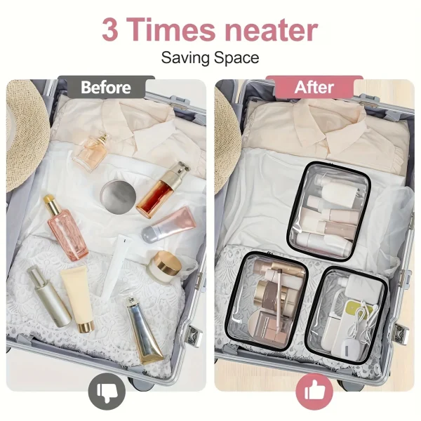 Medicine Cosmetic Bag Women Large Capacity Travel Organizer Easy Wipe Clean Toiletry Pouch Daily Use Trip Toiletry Travel Bag
