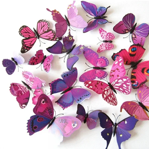 12PCS PVC 3D Butterfly Wall Decor Cute Butterflies