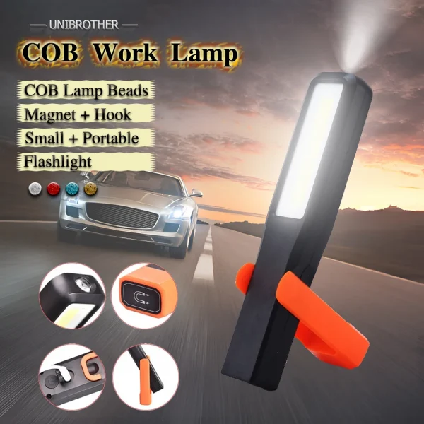 Portable COB LED Work Light Car Garage Mechanic Lamp Type-C Charging Flashlight