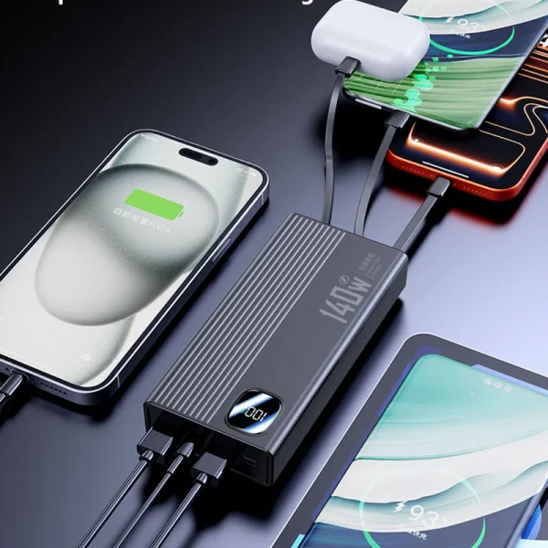 140W 500000mAh Power Bank Large Capacity 4 In1 Cables Intelligent Digital