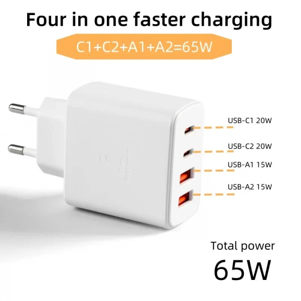 65W Fast Charger with USB-C Cable